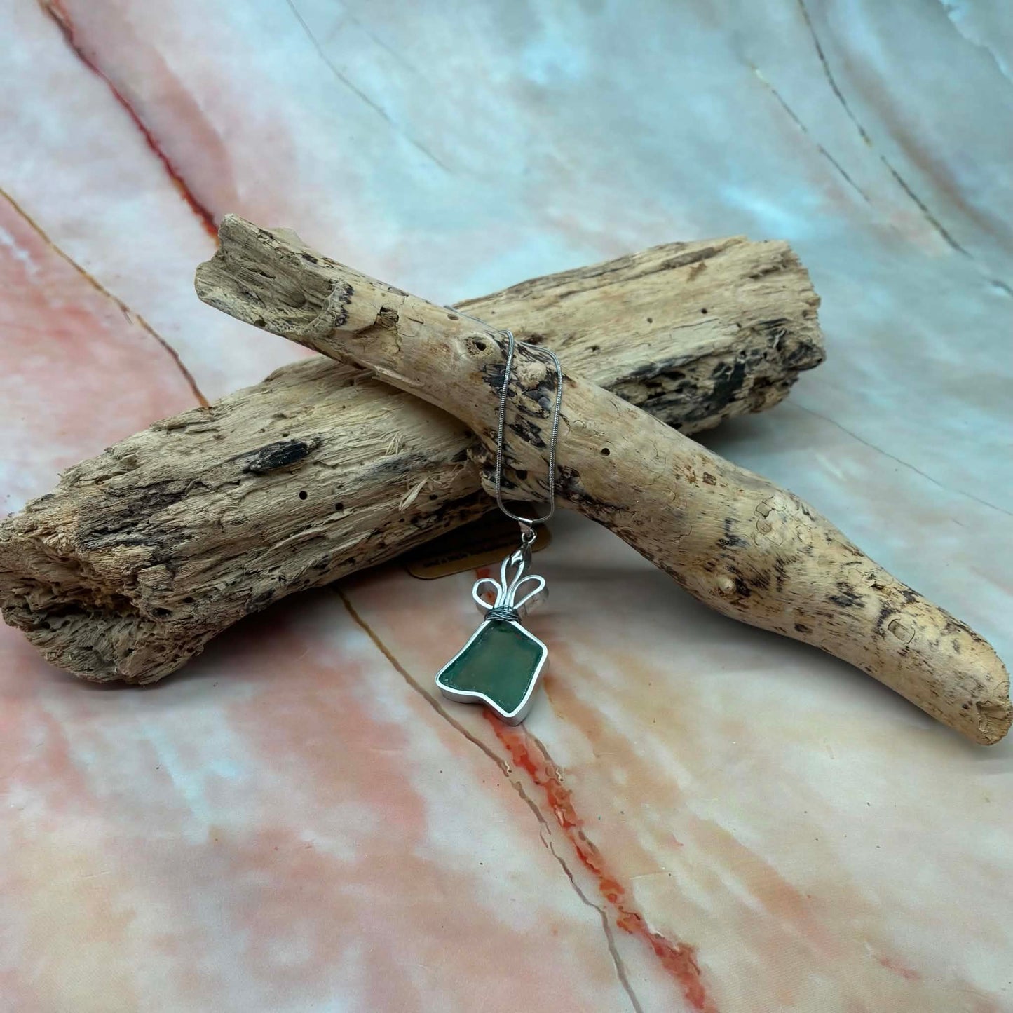 Seaglass Necklaces | Stainless Steel Chain | Aluminium Pendant