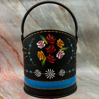 Hand Painted Coal Scuttle | Metal & Enamel