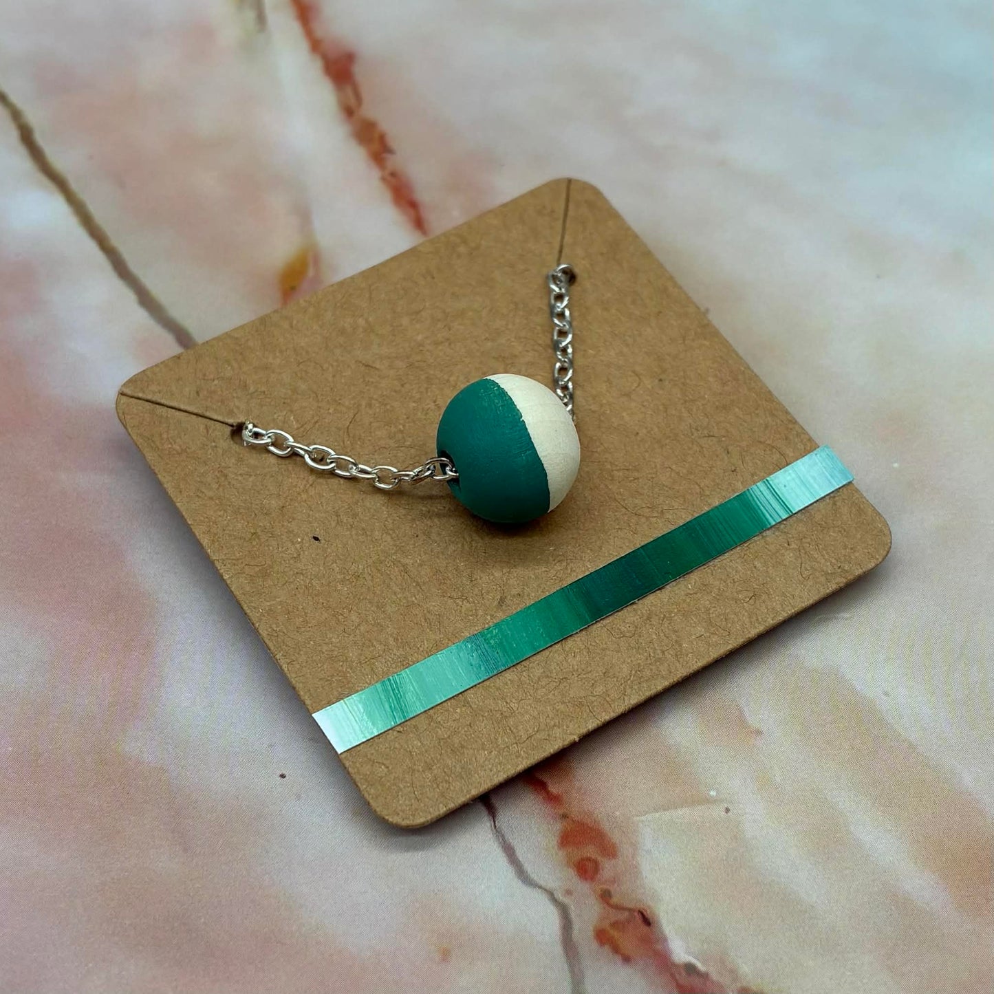 Wooden Bead Necklaces | Hand Painted | Silver Plated or Rose Gold Plated Chains