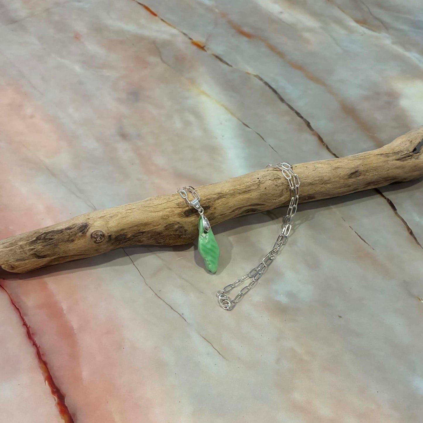 Sea Pottery Necklace | Silver Plated Chain