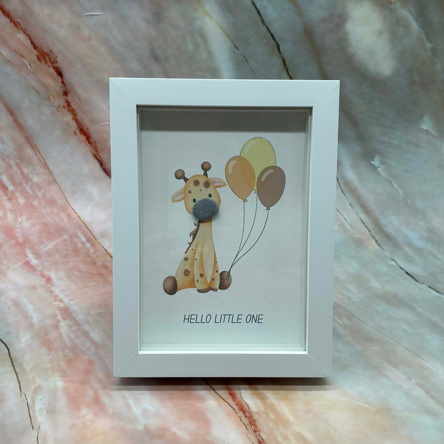 Handmade Framed Pebble Art | New Baby
