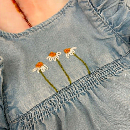 Upcycled Denim Dungarees |  Hand Embroidery
