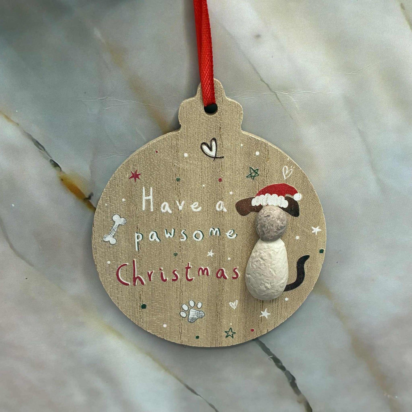 Pebble Design Christmas Tree Decorations | Cat & Dog | Choose Your Festive Favourite!