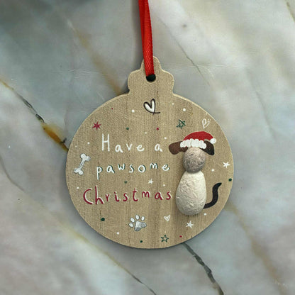 Pebble Design Christmas Tree Decorations | Cat & Dog | Choose Your Festive Favourite!