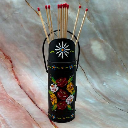 Hand Painted Match Holder | Metal & Enamel