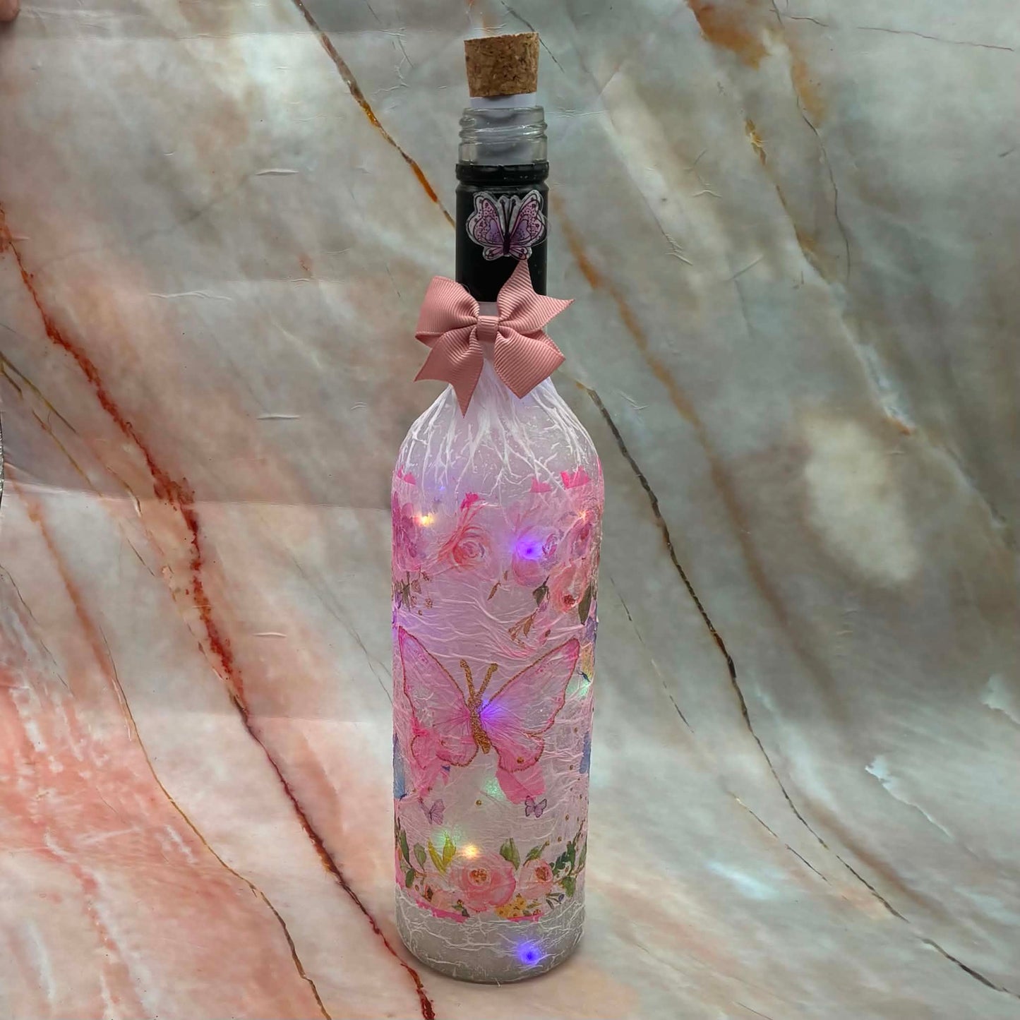 Light Up Bottles | Decoupage | Rechargeable | Various Designs
