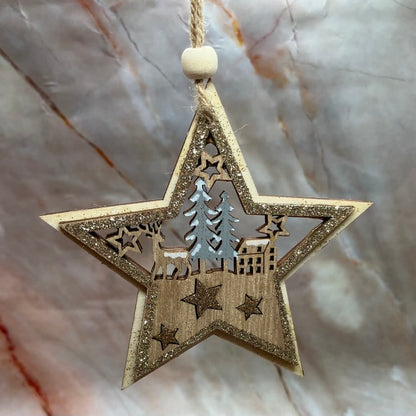 Wooden Cut Out Christmas Tree Decorations