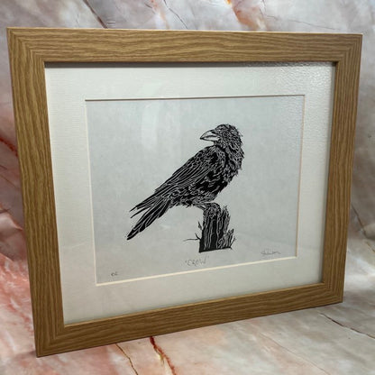 Crow  | Open Edition Framed Lino print