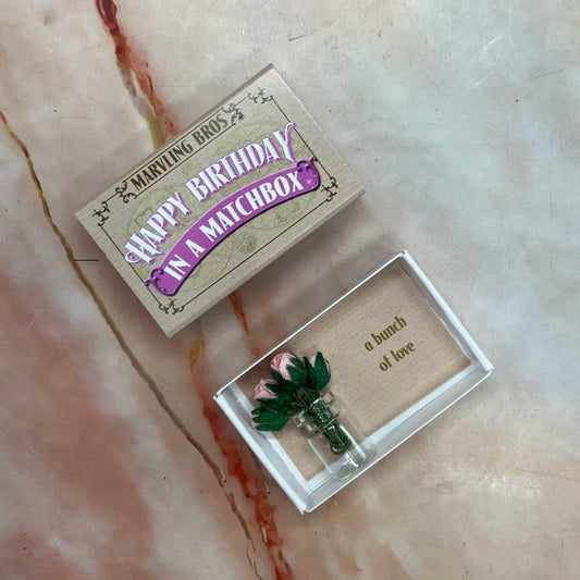 Happy Birthday Bunch of Roses in a Matchbox