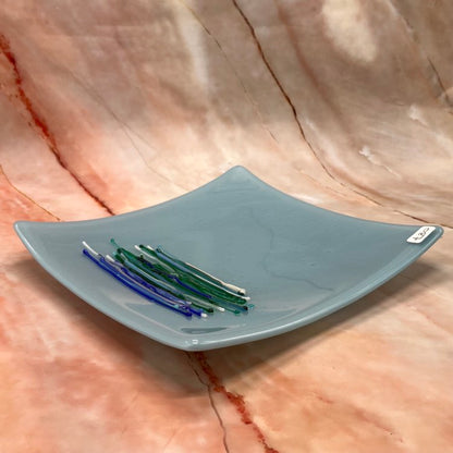 Blue Lines Dish | Fused Glass