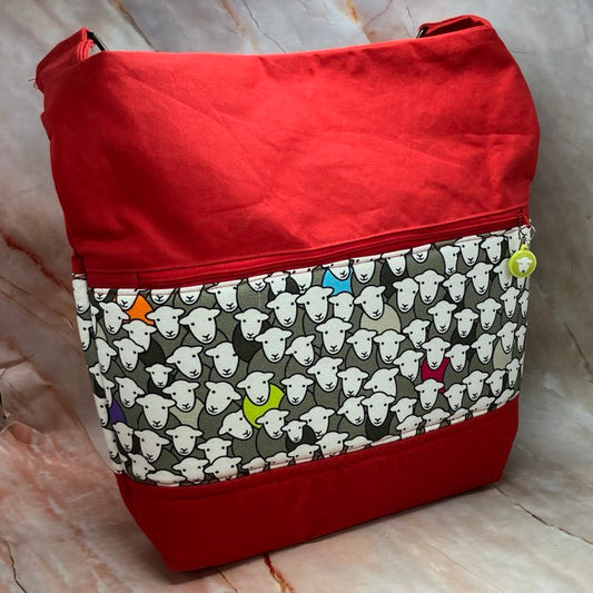 Sheep Tote Bag | Red | Fully Lined