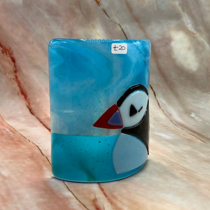 Freestanding Puffin Curve | Fused Glass