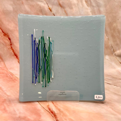 Blue Lines Dish | Fused Glass