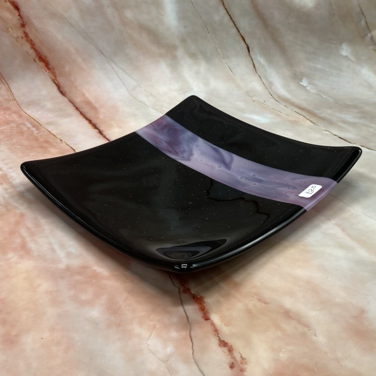 Black With Purple Stripe Dish | Fused Glass
