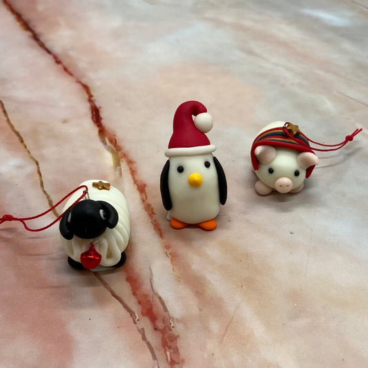 Christmas Themed Glow In The Dark Animals | Polymer Clay | Various Designs