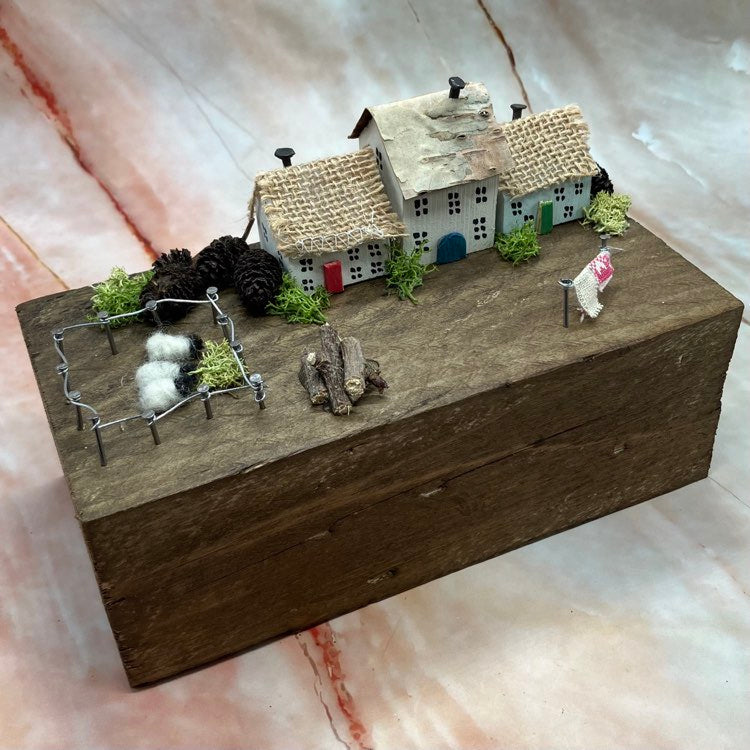 Handmade Large Wooden Country Cottages/Houses with Sheep