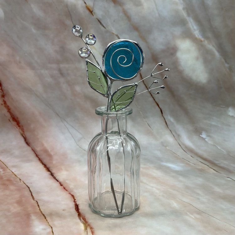 Single Rose Posy in a Jar | Stained Glass | Various Colours