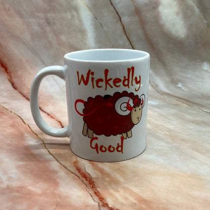 Reyt Heavenly Versus Wickedly Good | Yorkshire Sheep Quote Mugs