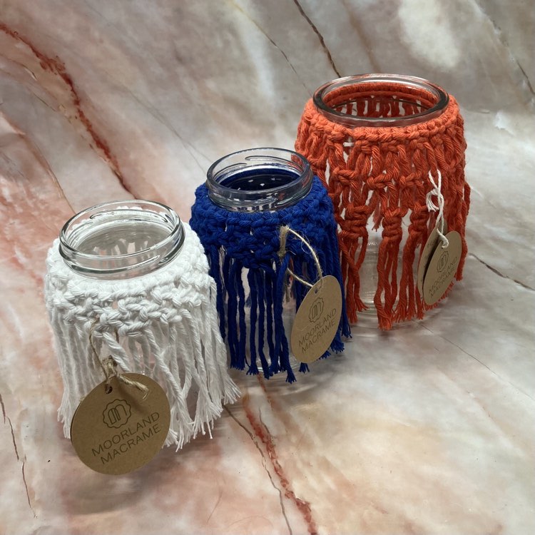 Macrame Glass Jars | Various Colours