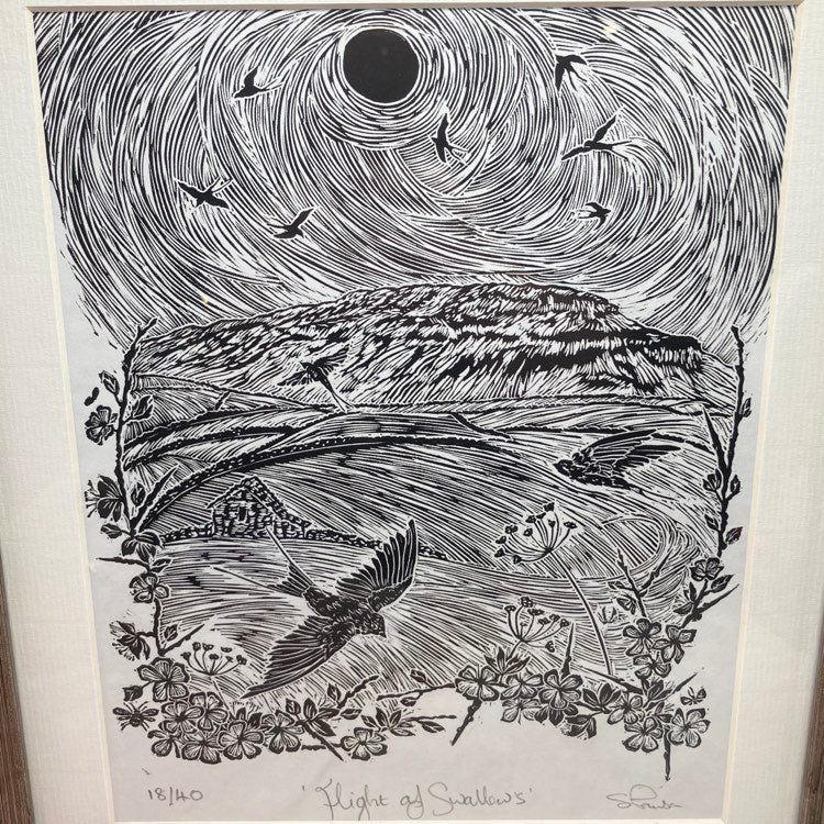 Flight of Swallows | Limited Edition Framed Lino prints | 2 Designs