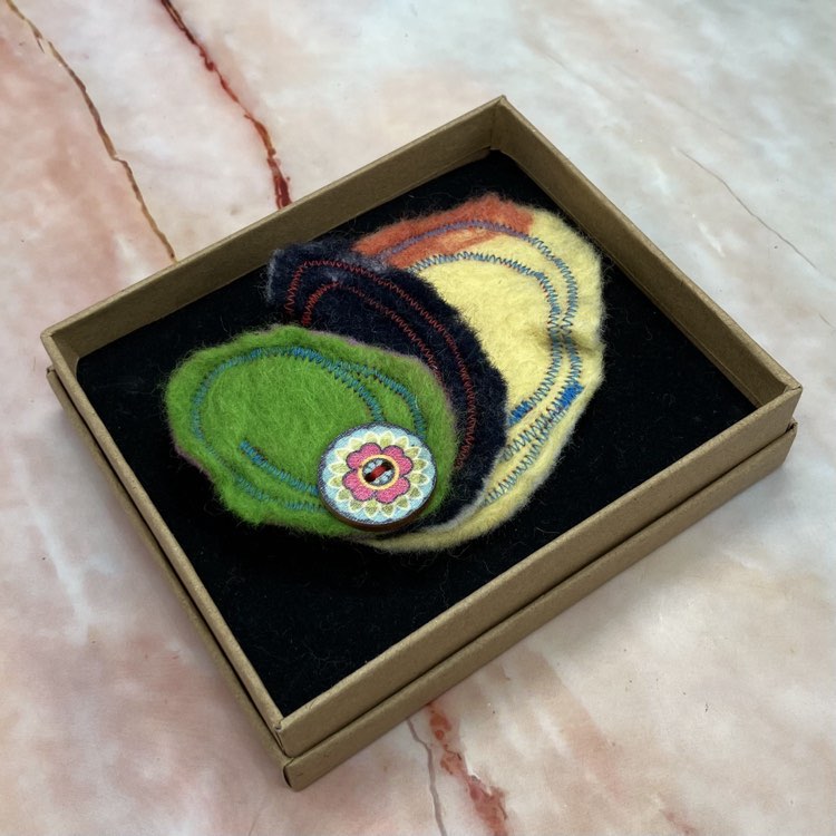 Handmade Wet Felted Flower Brooches | Various Colours & Designs