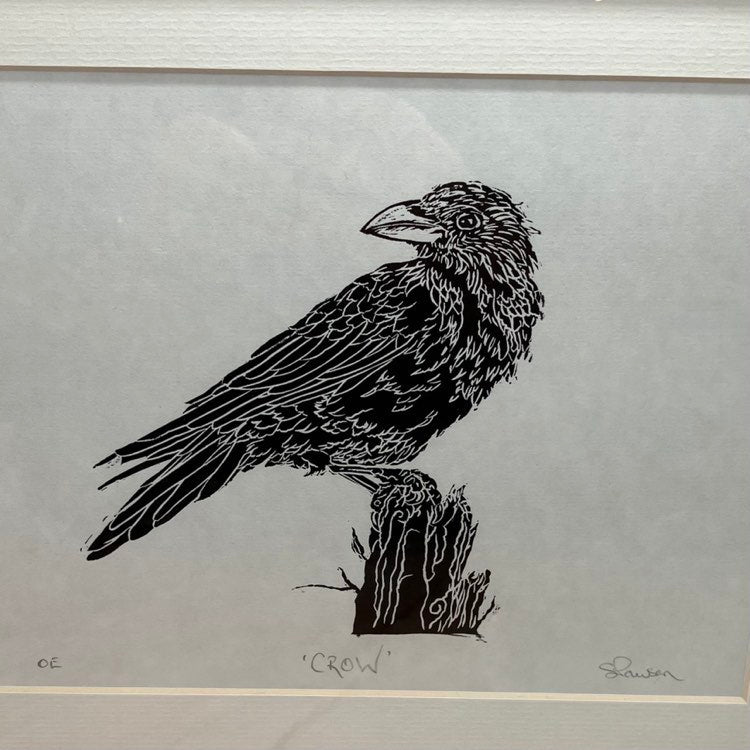 Crow  | Open Edition Framed Lino print