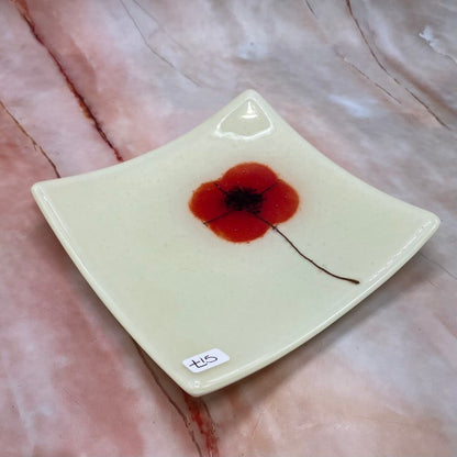 Red Poppy Dish | Fused Glass