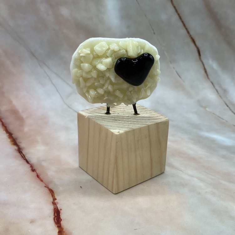 The Block Flock | Freestanding Small Sheep | Fused Glass | 3 Designs