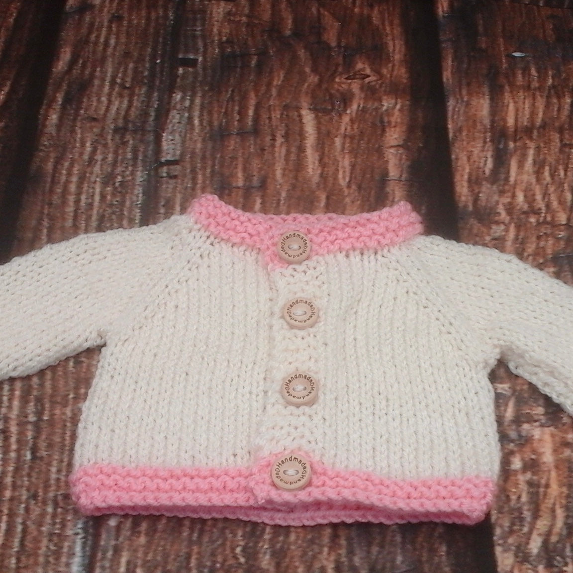Handmade Knitted Premature Baby Set in Pink & Cream - Out of the ORDinary Online 
