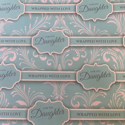 Daughter Gift wrapping paper x 1 sheet with 2 matching tags green vintage birthday - Out of the ORDinary Online 