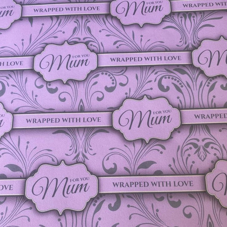 Mum Gift wrapping paper x 1 sheet with 2 matching tags pink vintage birthday - Out of the ORDinary Online 