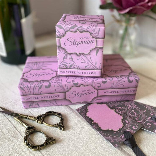 Stepmum Gift Wrapping paper Birthday Thank You Mother’s Day 500 x 700 sheet- Vintage Stepmom pink - Out of the ORDinary Online 
