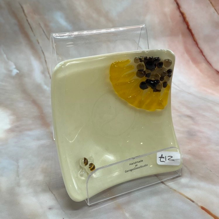 Sunflower & Bee Trinket Dish | Fused Glass
