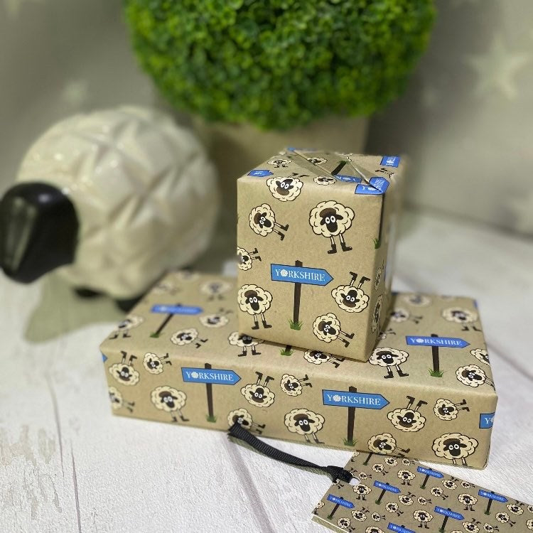 Yorkshire Sheep | Gift Wrapping Paper | 500mm x 700mm | Matching Tag