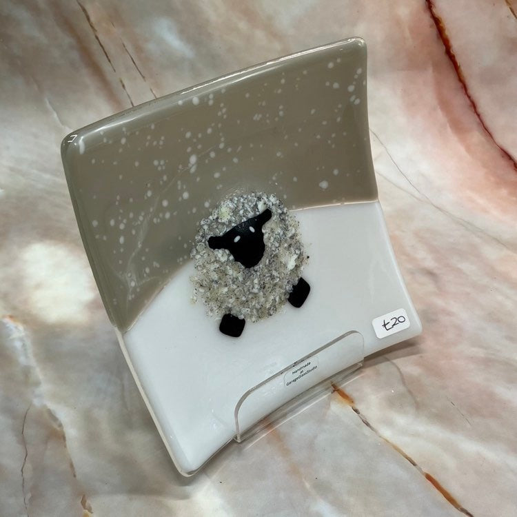 Snowy Sheep Dish | Fused Glass | 2 Designs