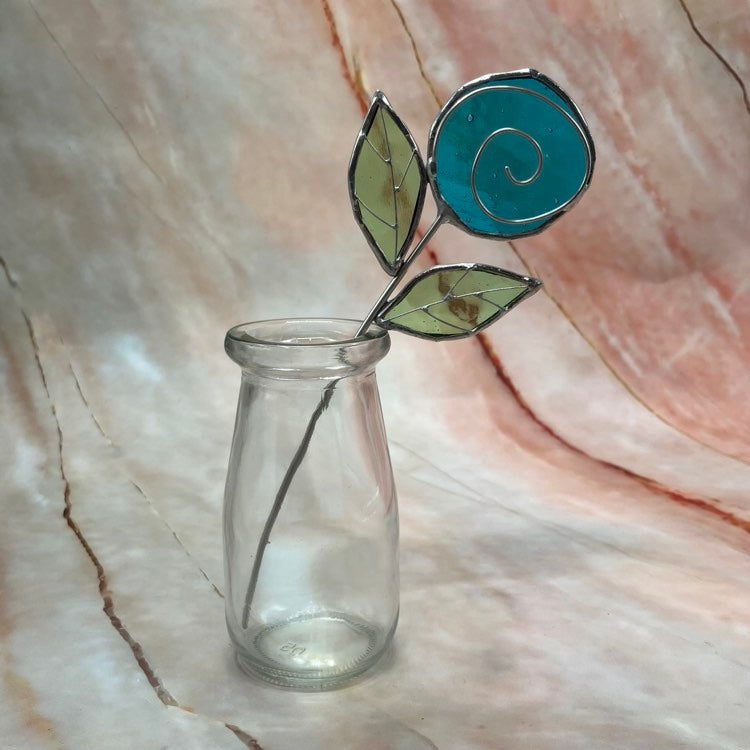 Single Rose in a Jar | Stained Glass | Various Colours