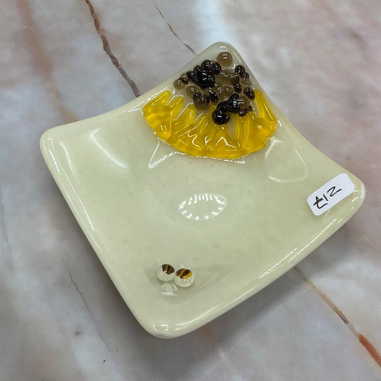 Sunflower & Bee Trinket Dish | Fused Glass