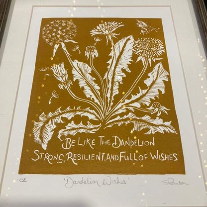 Dandelion Wishes| Open Edition Framed Lino print