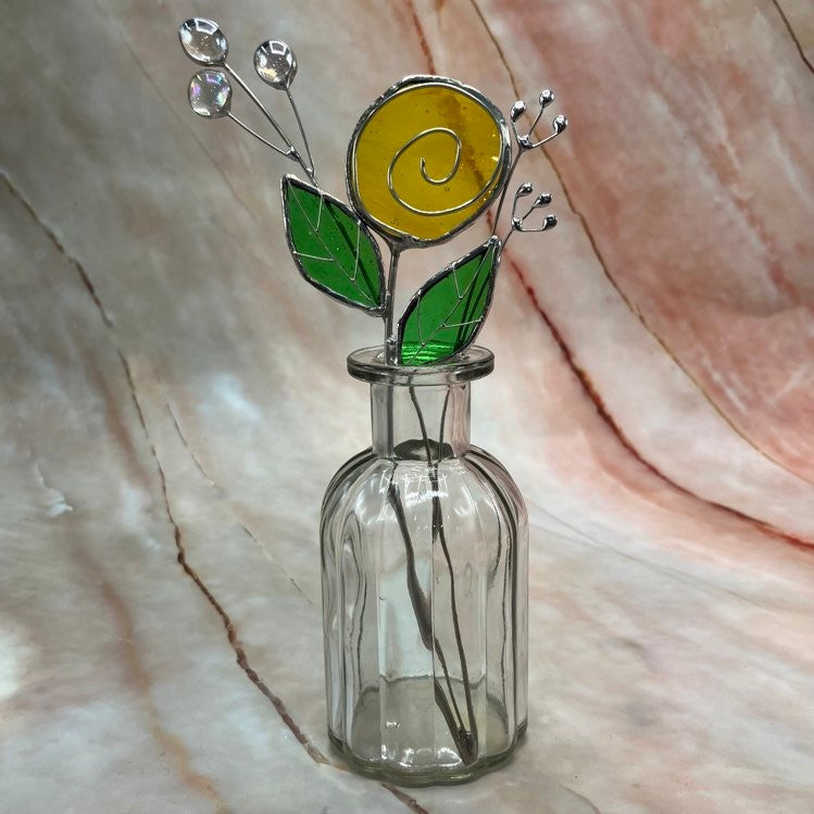 Single Rose Posy in a Jar | Stained Glass | Various Colours